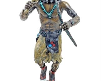  Ralph Roybal 'White Bear' A/P Bronze Sculpture 