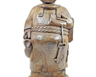  28in Carved Wood San Pasqual Monk Friar Sculpture 