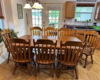 Wooden Dinning Table  with leaf & 8 chairs