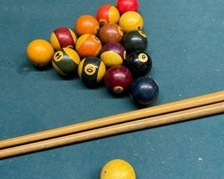 Vintage Pool Balls and Sticks