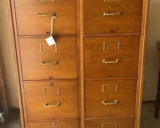 Antique Lowman Hanford Co Oak Filing Cabinets