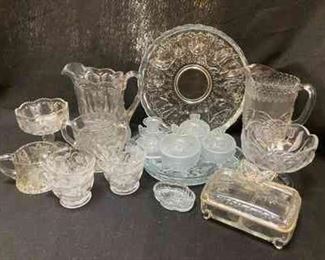 Butterfly And Floral Cut Glass and Crystal Near Cut Strawberry Punch Cups and More