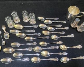 Collectible Sterling Silver Spoons And Duchin Creation Quaker Hurricane Salt  Pepper Shakers