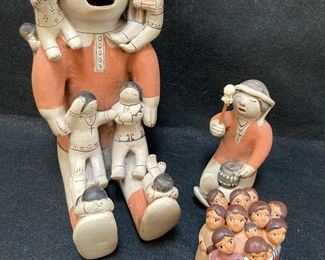 Helen Cordero Pueblo Storyteller And Drummer Figurines