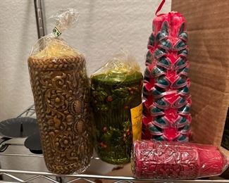 Holiday Hallmark Collectible Carved Pillar Candles Metal Taper Candle Holders And Other Holiday Candle Supplies