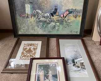 Horse And Carriage Painting Paul Peel Print and German Cut Paper