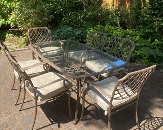 Metal and Glass Patio Table And Chairs