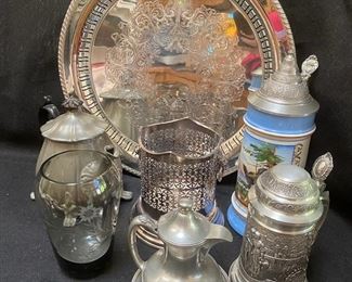 PewterZinc Beer Mugs And Dishes