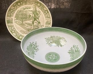 Spode Fitzhugh Salad Serving Bowl And Kettlesprings Kiln Johnny Appleseed Plate