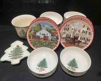 Spode Christmas Tree Dish And Pot Mikasa Christmas Bowls And Charles Wysokis Collectible Plates