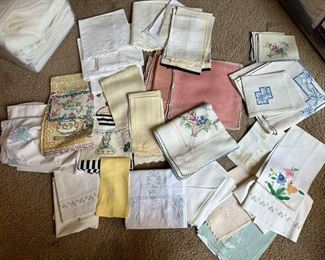 Vintage Linens Hand Embroidered Tea Napkins Tablecloths And More