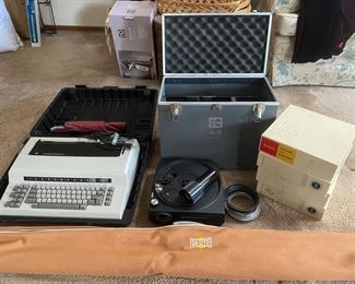 Vintage Kodak Projector Screen And Sears Typewriter