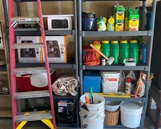 Vornado Heaters Gardening Supplies 6ft Fiberglass Ladder And Plastic Storage Shelves