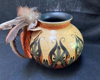 Water Flower Lidded Pot By Navajo Artist Pat Pauli Kachina