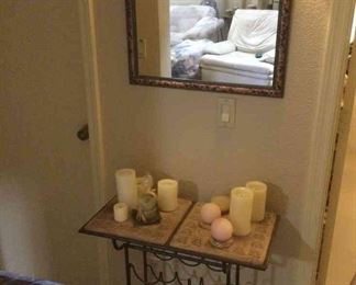 Two Wine Rack Tables Mirror