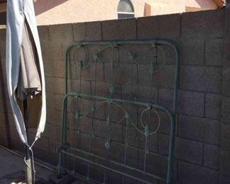 Yard Umbrella and Metal Bed