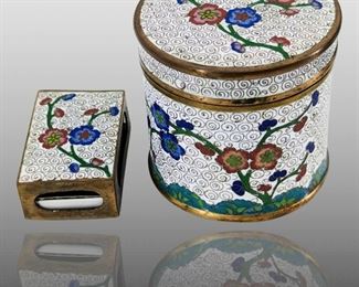 Qing Dynasty Cloisonné Matchbox and Tea Humidor
