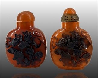 2pc. Qing Dynasty Amber Snuff Bottles
