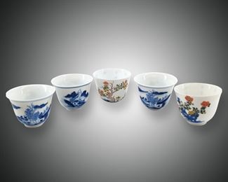 5pc Kang Xi Chinese Porcelain Teacups

