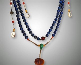 Qing Dynasty Long Lapiz Lazuli Court Necklace
