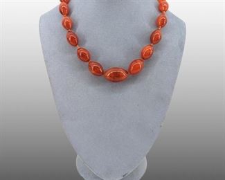 Vintage Orange Carnelian Beaded Necklace
