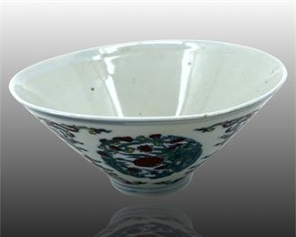 Ming Dynasty Famille Verte Floral Porcelain Bowl

