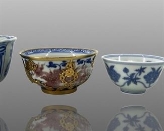 4pc. Ming/Qing Blue & White Porcelain Bowls

