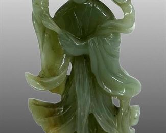 Republican Period Carved Jade Guan Yin Figure

