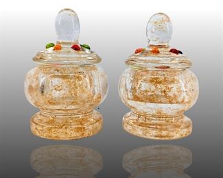 2pc Glass Sharipu Buddhist Temple Pots
