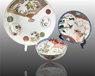 3pc. Meiji Period Chinese Porcelain Art Plates
