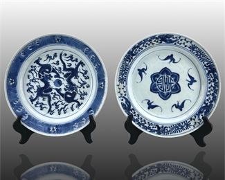 Qing Dynasty Blue & White Porcelain Plates
