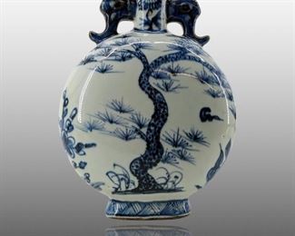 Chinese Yuan Dynasty Porcelain Moon Flask
