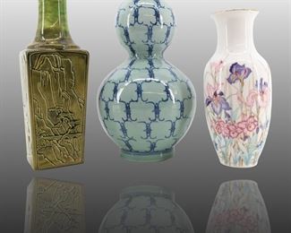 3pc. Asian Porcelain Vase Set
