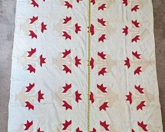 Vintage Single Stitch Floral Quilt