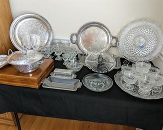 Serving platters, glassware etc
