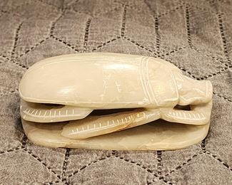 Pre-Sale: Rare Egyptian SCARAB Beetle Hand-carved Soapstone Cairo Vintage Hieroglyphs
