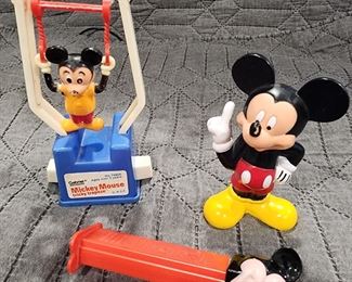 Disney Mickey Mouse Tricky Trapeze Push Button To, Simply Mickey Figurine, &  Mickey Mouse Pez