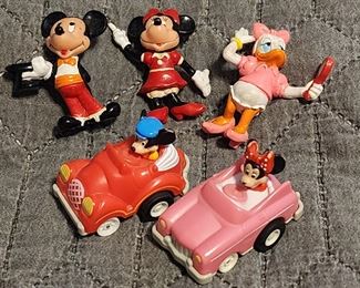 Vintage Disney Mickey with Top Hat, Minnie, & Daffy Duck also 1988 McDonald's Happy Meal Minnie & Mickey Mouse in Cars Walt Disney