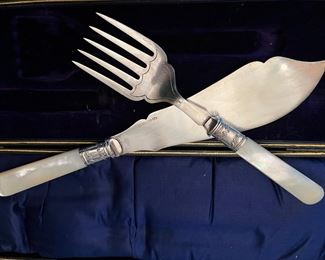 Sterling Victorian boxed fish set