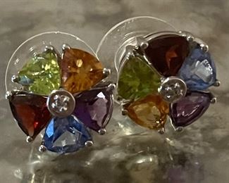 Pinwheel earrings in natural gems