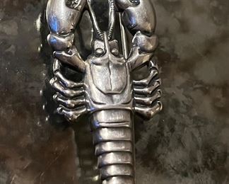 Large sterling lobster pin