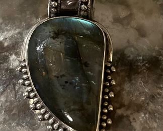 Large labradorite pendant in sterling