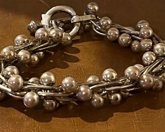 Large hand made sterling bracelet