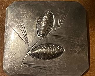 STUART NYE 925 Sterling Silver - Vintage Etched Pine Cones Brooch