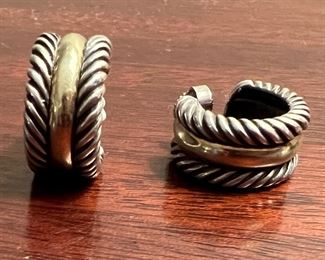 Large sterling and 14k Huggies