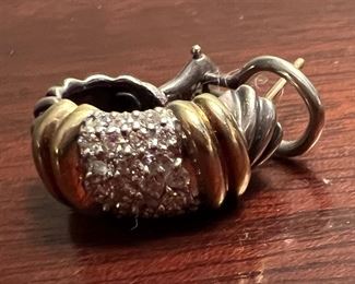 Large sterling and 14k earrings with beautiful diamonds