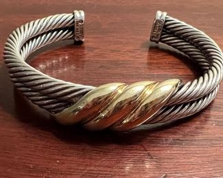 Large sterling and 14k bangle
