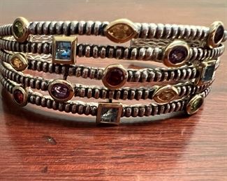 THIS IS NOT YURMAN! Confetti bangle with multi gems and 14k