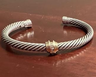 Sterling and 14k cable with diamonds