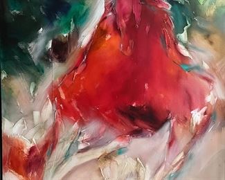 JEAN RICHARDSON…”Red Rider”…Amazing large abstract horse by extremely collectible artist! Appraisal is $9000